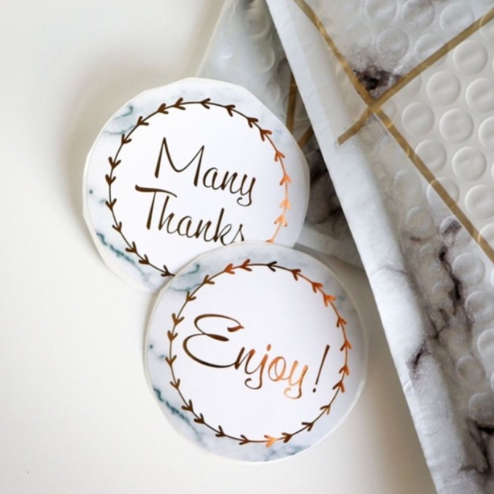 50 2.5” Marble Thank You Stickers